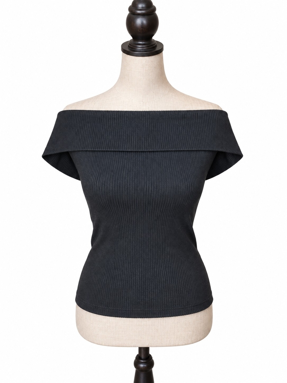 Old Navy Black Ribbed Off-the-Shoulder Top – Size Medium